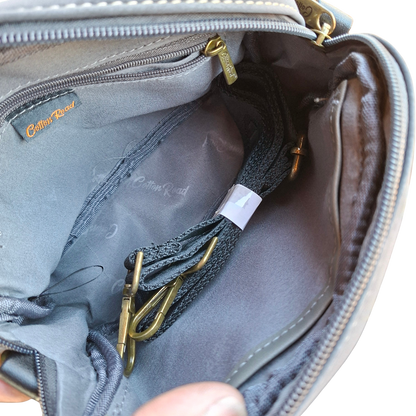 Cotton Road Sling Bag: BLACK Mini Crossbody with Branded Strap INSIDE