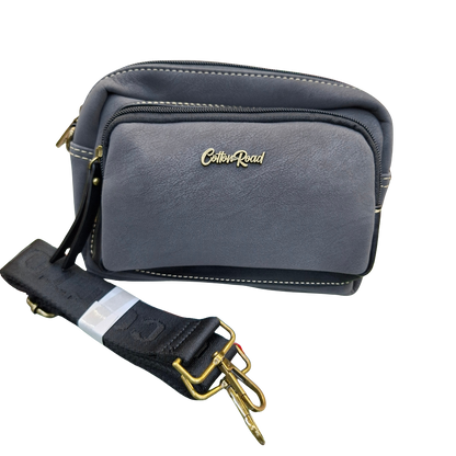 Cotton Road Sling Bag: BLACK Mini Crossbody with Branded Strap SET
