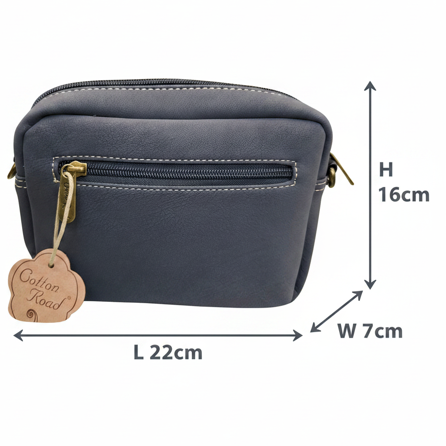 Cotton Road Sling Bag: BLACK Mini Crossbody with Branded Strap SIZE