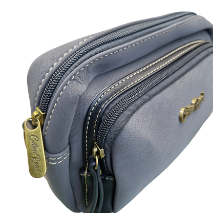 Cotton Road Sling Bag: BLACK Mini Crossbody with Branded Strap ZIPPED