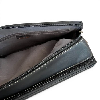 Cotton Road Sling Bag: BLACK PU Leather Crossbody with EMBOSSED Design open zip