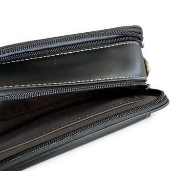 Cotton Road Sling Bag: BLACK PU Leather Crossbody with EMBOSSED Design open zip view