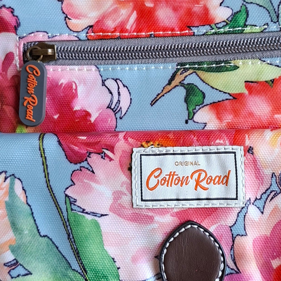 Cotton Road Sling Bag: BRIGHT PINK RED FLORAL PVC Crossbody Bag BRANDING