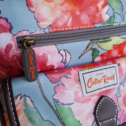 Cotton Road Sling Bag: BRIGHT PINK RED FLORAL PVC Crossbody Bag DETAIL