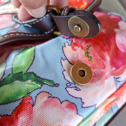 Cotton Road Sling Bag: BRIGHT PINK RED FLORAL PVC Crossbody Bag MAGNETIC CLIP