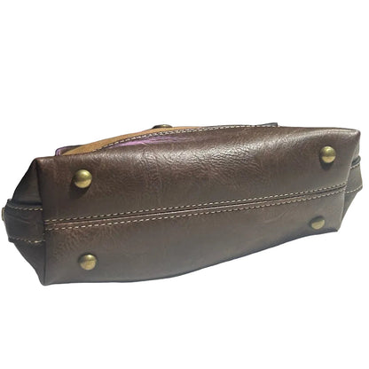 Cotton Road Sling Bag: BROWN Canvas and PU Leather Casual Bag BOTTOM FEET