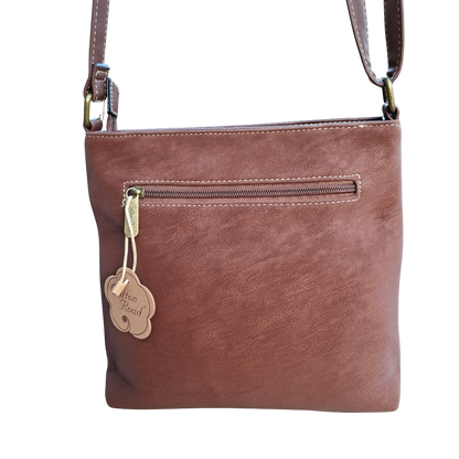 Cotton Road Sling Bag: BROWN Multi-pocket Crossbody with Adjustable Strap BACK