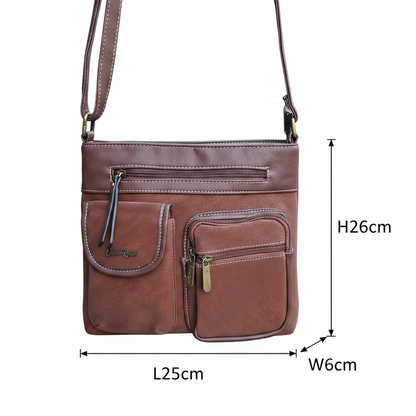 Cotton Road Sling Bag: BROWN Multi-pocket Crossbody with Adjustable Strap