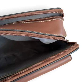 Cotton Road Sling Bag: BROWN PU Leather Crossbody with EMBOSSED Design OPEN ZIP
