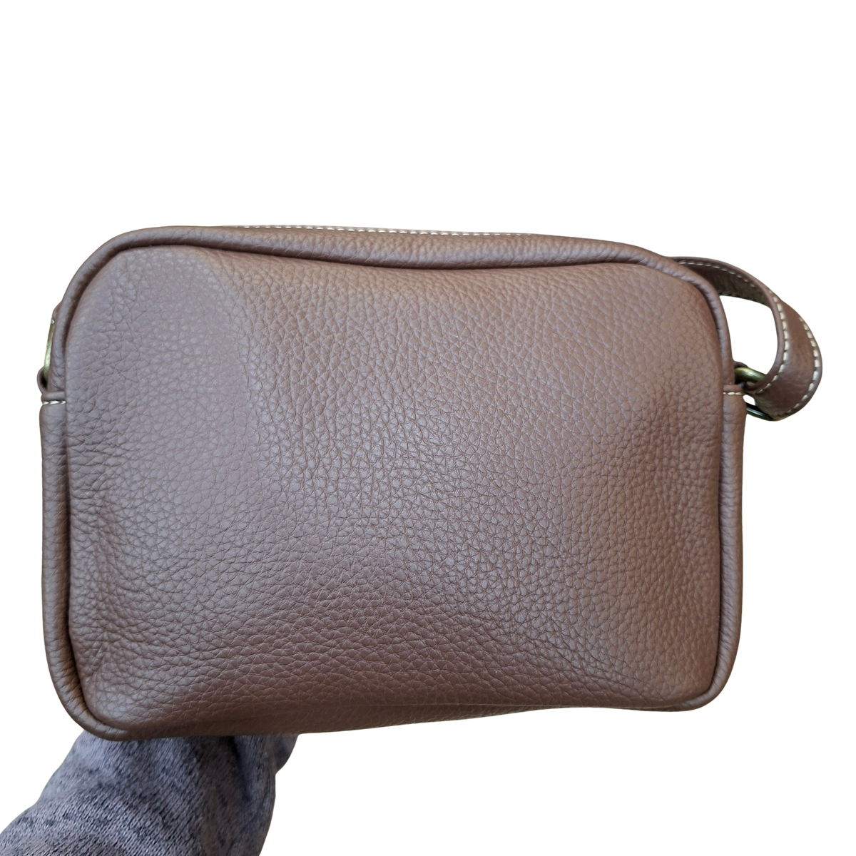 Cotton Road Sling Bag: BROWN PU leather Crossbody with Leopard Print BACK DETAIL