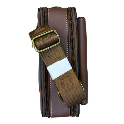 Cotton Road Sling Bag: BROWN VINE Embossed PU Leather Crossbody Bag STRAP DETAIL