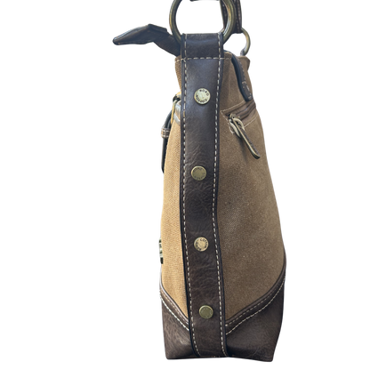 Cotton Road Sling Bag: COFFEE BROWN Canvas and PU Leather Casual Bag SIDE