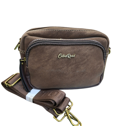 Cotton Road Sling Bag: COFFEE BROWN Mini Crossbody with Branded Strap SET 