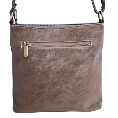 Cotton Road Sling Bag: COFFEE BROWN Multi-pocket Crossbody with Adjustable Strap BACK