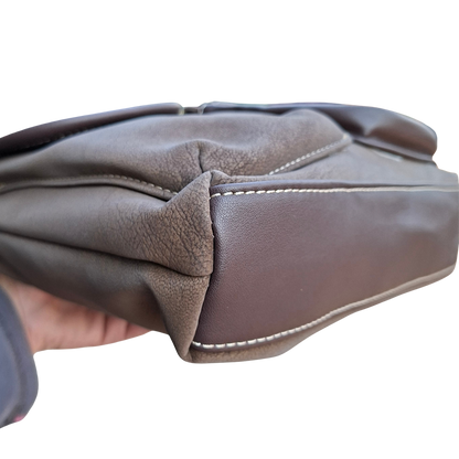 Cotton Road Sling Bag: COFFEE BROWN Multi-pocket Crossbody with Adjustable Strap BOTTOM DETAIL