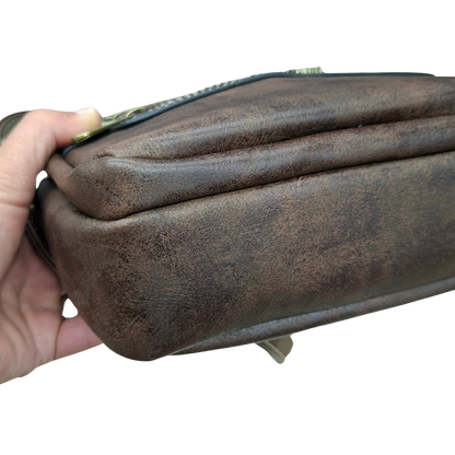 Cotton Road Sling Bag: COFFEE BROWN PU Leather Crossbody with Adjustable Strap BOTTOM VIEW