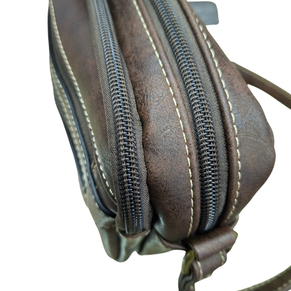 Cotton Road Sling Bag: COFFEE BROWN PU Leather Crossbody with Adjustable Strap TOP ZIPS