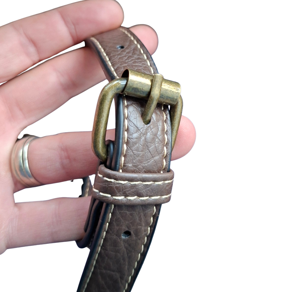Cotton Road Sling Bag: COFFEE BROWN PU Leather Crossbody with Leopard Print and Buckle Strap 