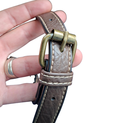 Cotton Road Sling Bag: COFFEE BROWN PU Leather Crossbody with Leopard Print and Buckle Strap 