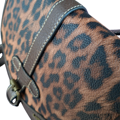Cotton Road Sling Bag: COFFEE BROWN PU Leather Crossbody with Leopard Print and Buckle Strap TOP FLAP