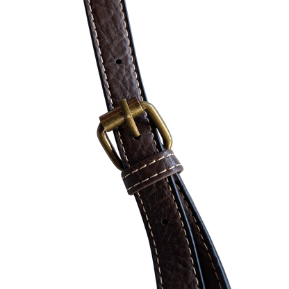 Cotton Road Sling Bag: COFFEE YELLOW PU Leather Crossbody with Leopard Print and Buckle Strap detail