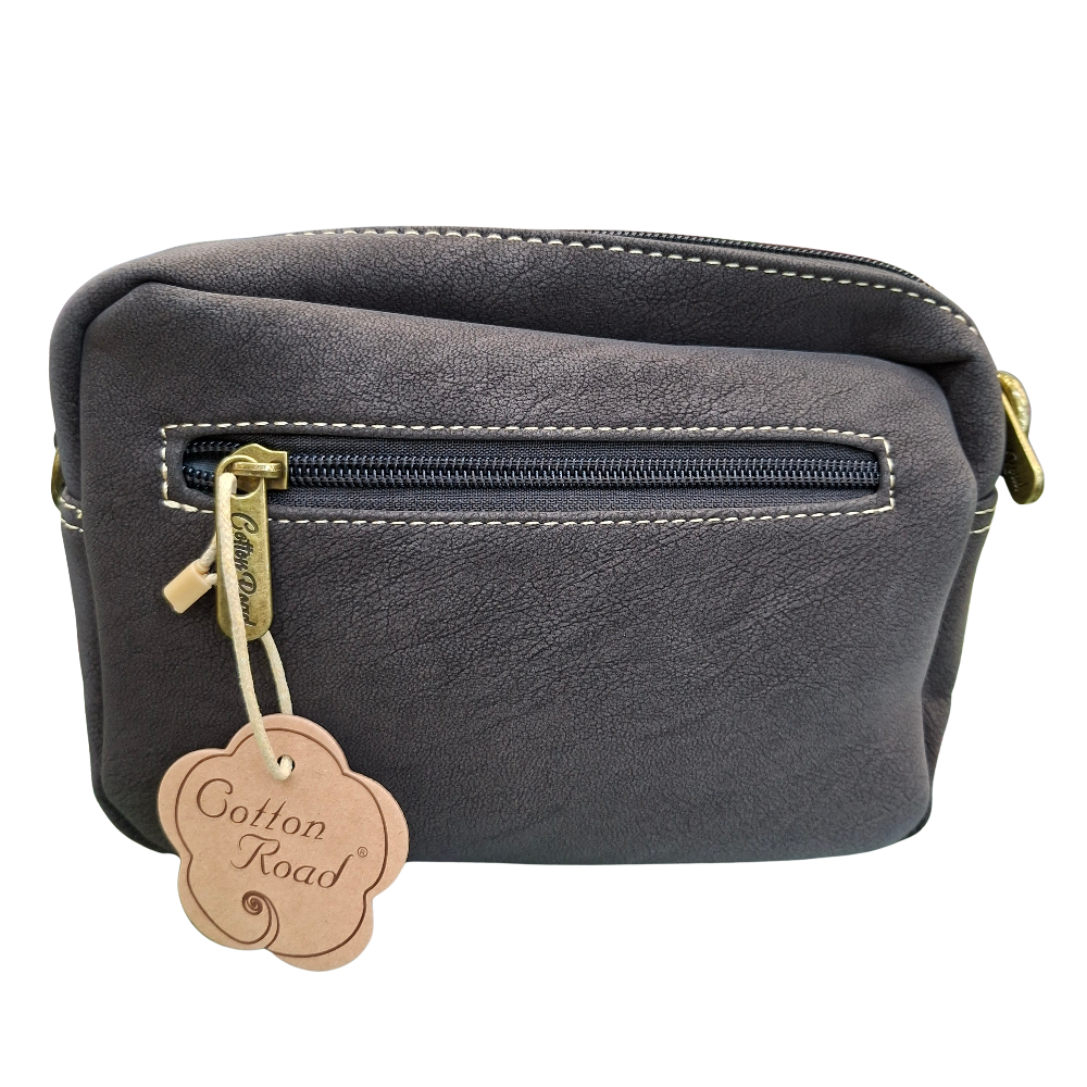 Cotton Road Sling Bag: DARK COFFEE Mini Crossbody with Branded Strap back