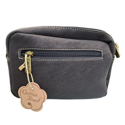 Cotton Road Sling Bag: DARK COFFEE Mini Crossbody with Branded Strap back