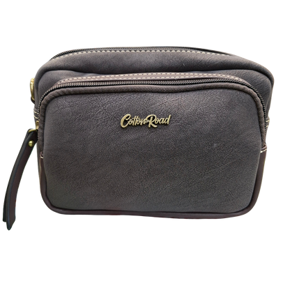 Cotton Road Sling Bag: DARK COFFEE Mini Crossbody with Branded Strap front