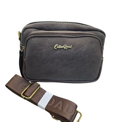 Cotton Road Sling Bag: DARK COFFEE Mini Crossbody with Branded Strap set