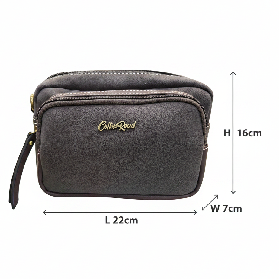 Cotton Road Sling Bag: DARK COFFEE Mini Crossbody with Branded Strap size