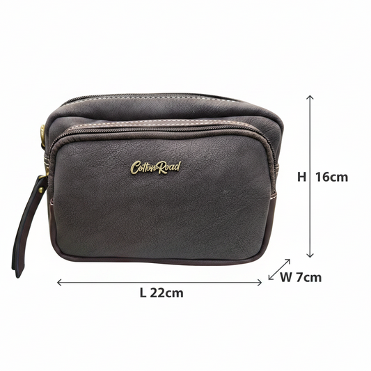 Cotton Road Sling Bag: DARK COFFEE Mini Crossbody with Branded Strap size