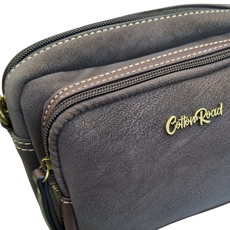Cotton Road Sling Bag: DARK COFFEE Mini Crossbody with Branded Strap zoom view 