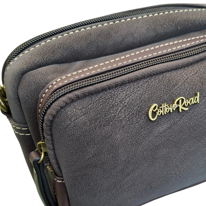 Cotton Road Sling Bag: DARK COFFEE Mini Crossbody with Branded Strap zoom view 