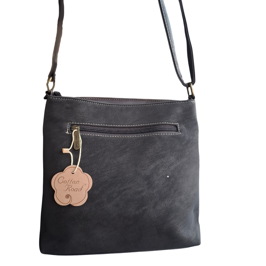 Cotton Road Sling Bag: DARK COFFEE Multi-pocket Crossbody with Adjustable Strap BACK