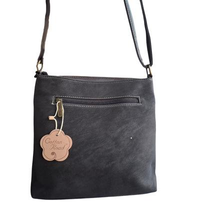Cotton Road Sling Bag: DARK COFFEE Multi-pocket Crossbody with Adjustable Strap BACK