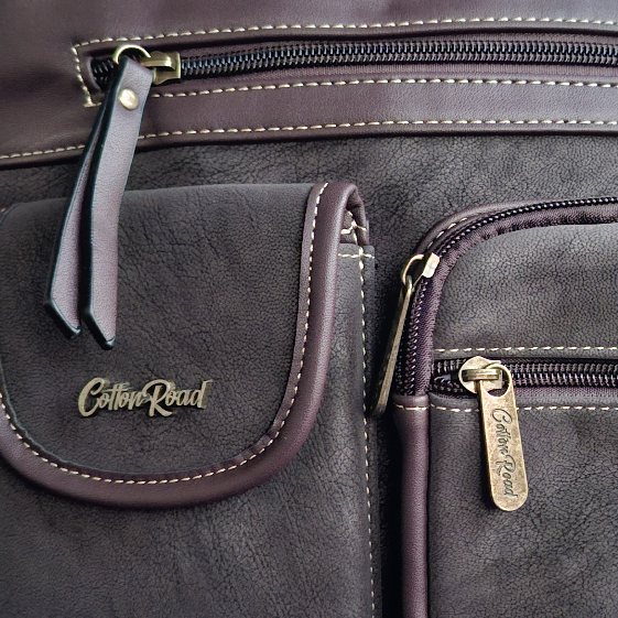Cotton Road Sling Bag: DARK COFFEE Multi-pocket Crossbody with Adjustable Strap