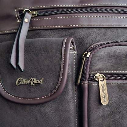 Cotton Road Sling Bag: DARK COFFEE Multi-pocket Crossbody with Adjustable Strap