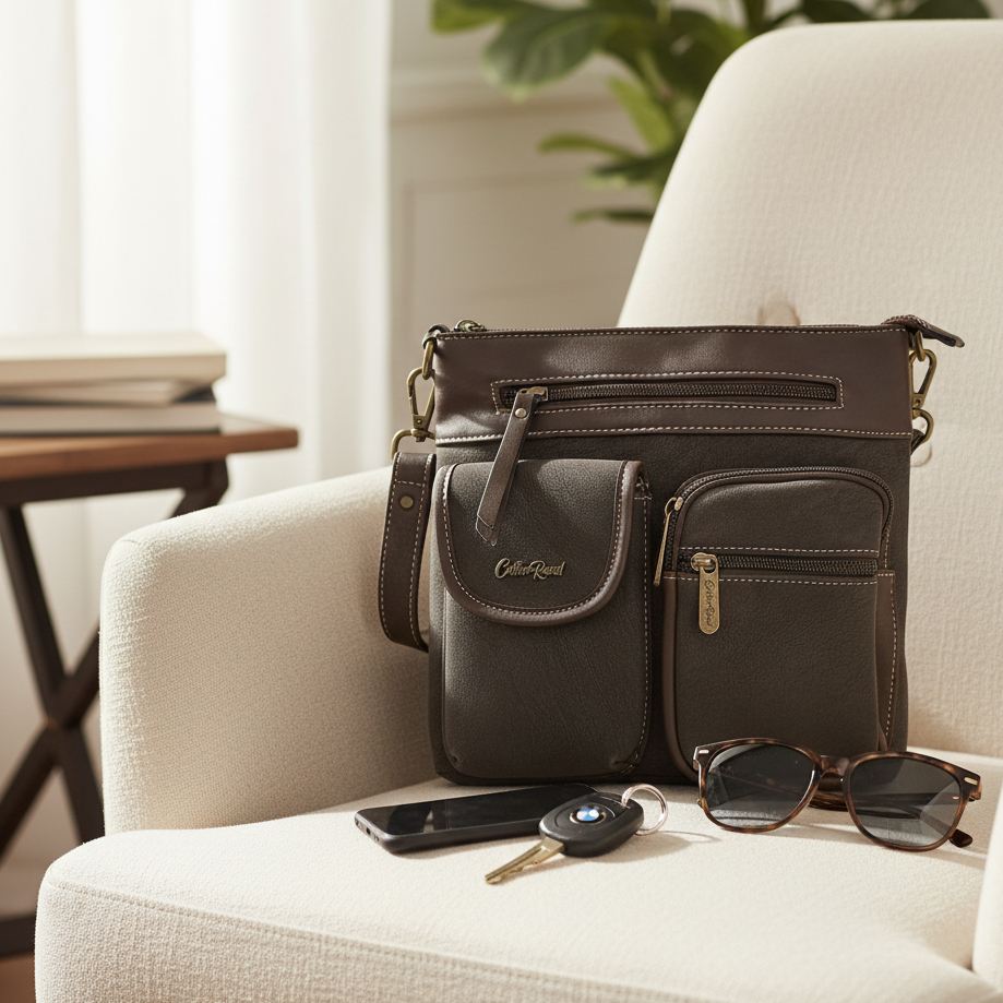 Cotton Road Sling Bag: DARK COFFEE Multi-pocket Crossbody with Adjustable Strap HERO