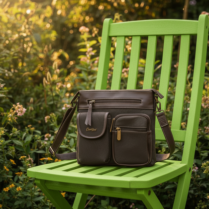 Cotton Road Sling Bag: DARK COFFEE Multi-pocket Crossbody with Adjustable Strap LIFESTYLE
