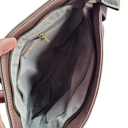 Cotton Road Sling Bag: DARK COFFEE Multi-pocket Crossbody with Adjustable Strap OPEN