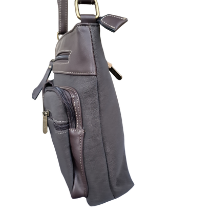 Cotton Road Sling Bag: DARK COFFEE Multi-pocket Crossbody with Adjustable Strap SIDE VIEW