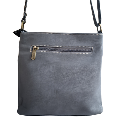 Cotton Road Sling Bag: GREY BLACK Multi-pocket Crossbody with Adjustable Strap BACK
