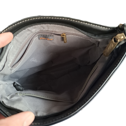 Cotton Road Sling Bag: GREY BLACK Multi-pocket Crossbody with Adjustable Strap INNER
