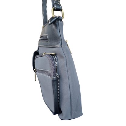 Cotton Road Sling Bag: GREY BLACK Multi-pocket Crossbody with Adjustable Strap SIDE