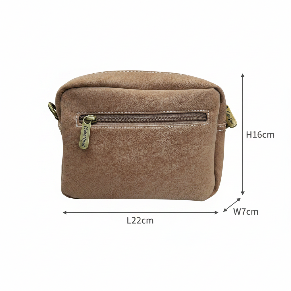 Cotton Road Sling Bag: KHAKI Mini Crossbody with Branded Strap