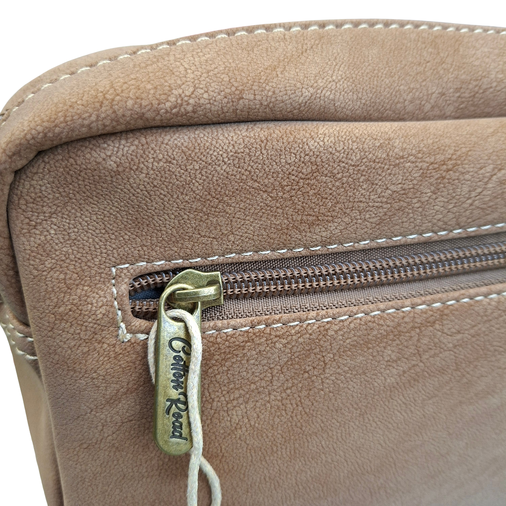 Cotton Road Sling Bag: KHAKI Mini Crossbody with Branded Strap ZOOM