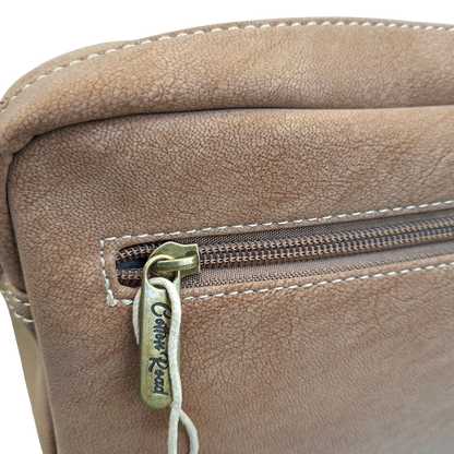 Cotton Road Sling Bag: KHAKI Mini Crossbody with Branded Strap ZOOM