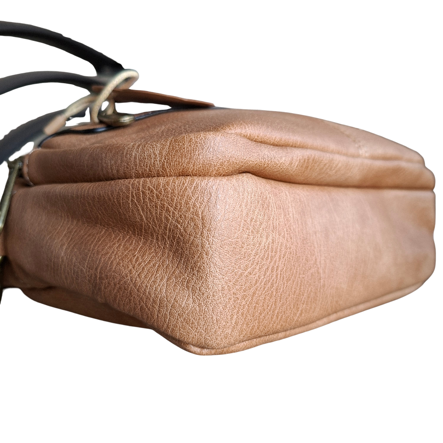 Cotton Road Sling Bag: KHAKI PU Leather Crossbody with Adjustable Strap BOTTOM