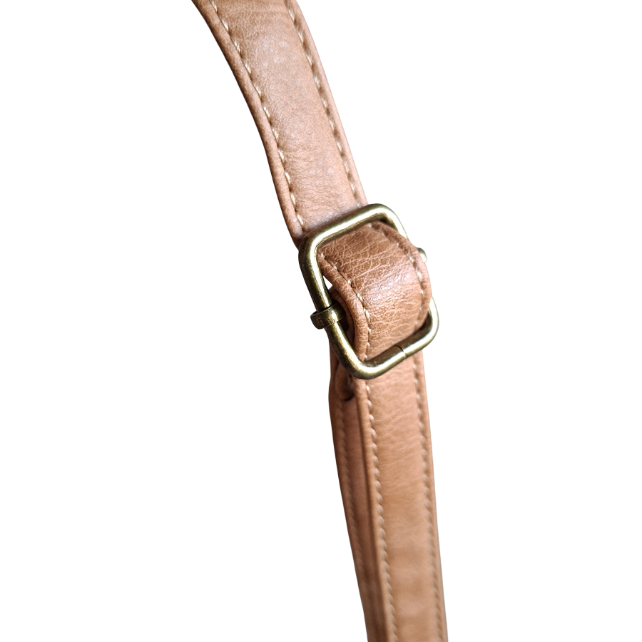 Cotton Road Sling Bag: KHAKI PU Leather Crossbody with Adjustable Strap BUCKLE