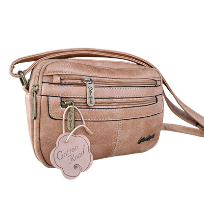Cotton Road Sling Bag: KHAKI PU Leather Crossbody with Adjustable Strap SET